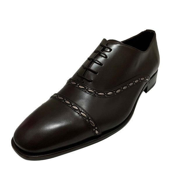 Roberto Cavalli Other - Roberto Cavalli Mens Cap-Toe Brown Leather Oxfords